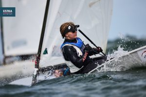 Emma Aho in action on the Europe Class race course in Ustka